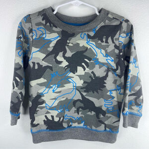 KIDGETS Boys Kids Toddler Grey Camo with Blue Accents Crew Sweatshirt Size 18M